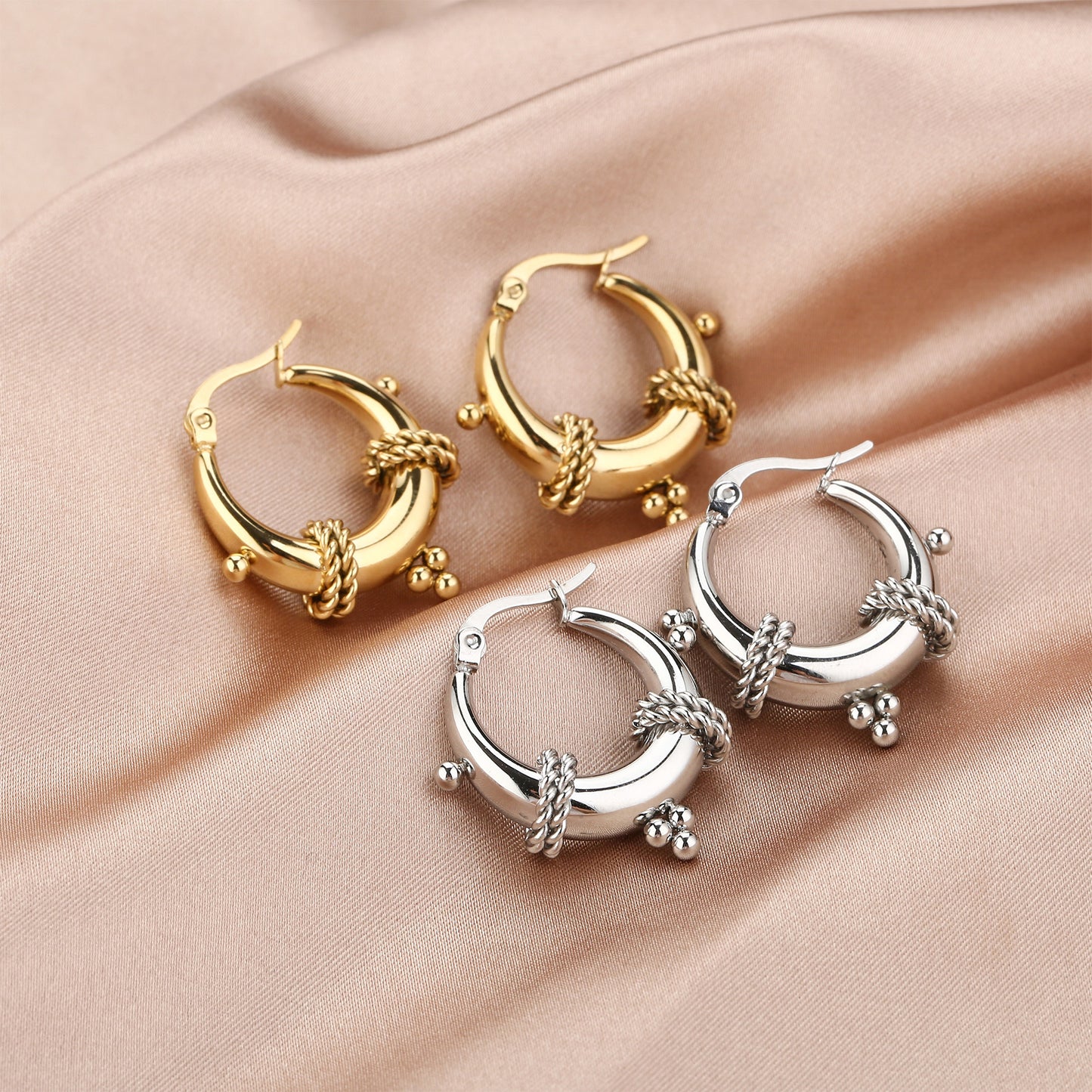 Chunky Bali Oorbellen Zilver