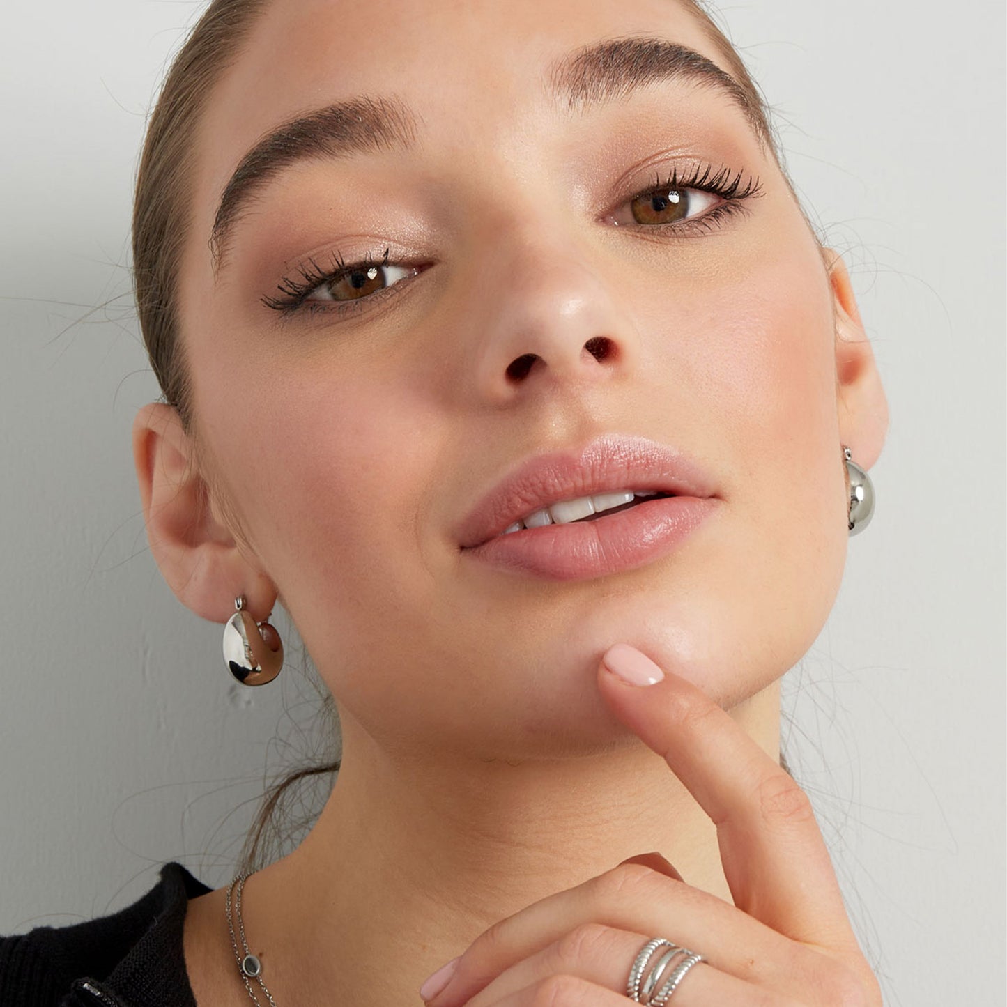 Chunky Moon Oorbellen Zilver