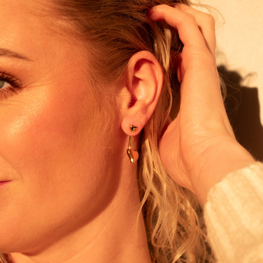 Oorbellen Dubbel Hart Goud