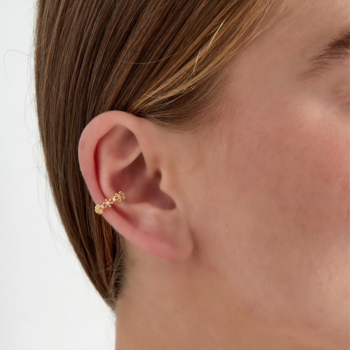 Earcuff Floral Shine Goud