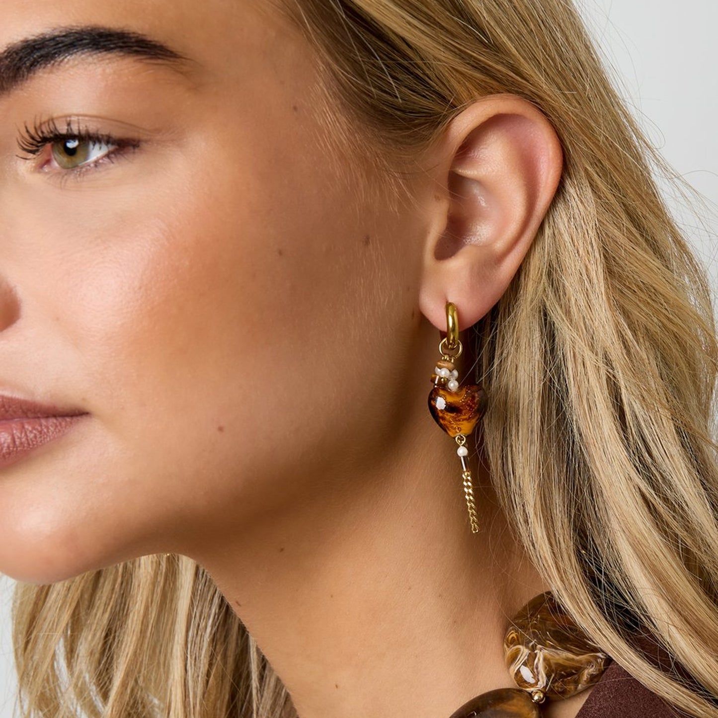 Golden Cocoa Heart Oorbellen Goud