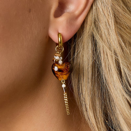 Golden Cocoa Heart Oorbellen Goud