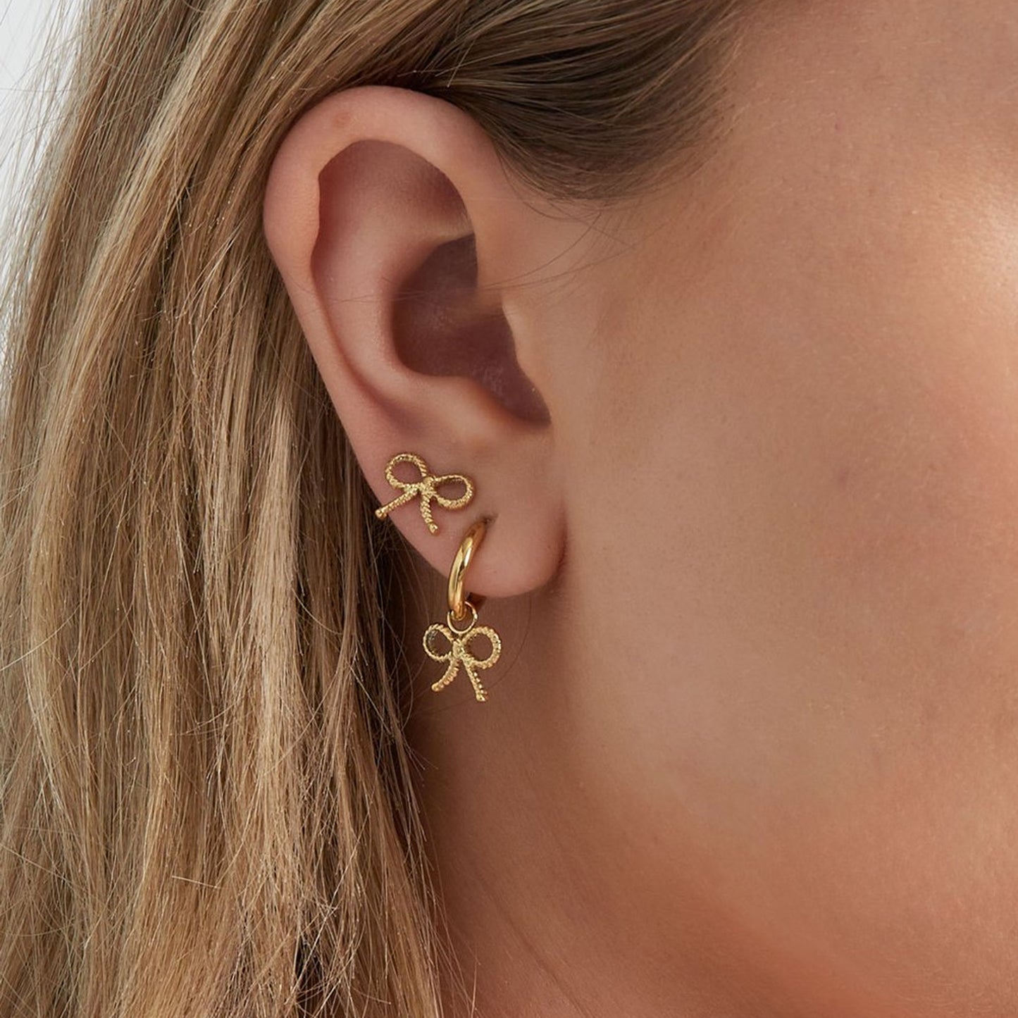 Luxe Strik Hoop Oorbellen Goud