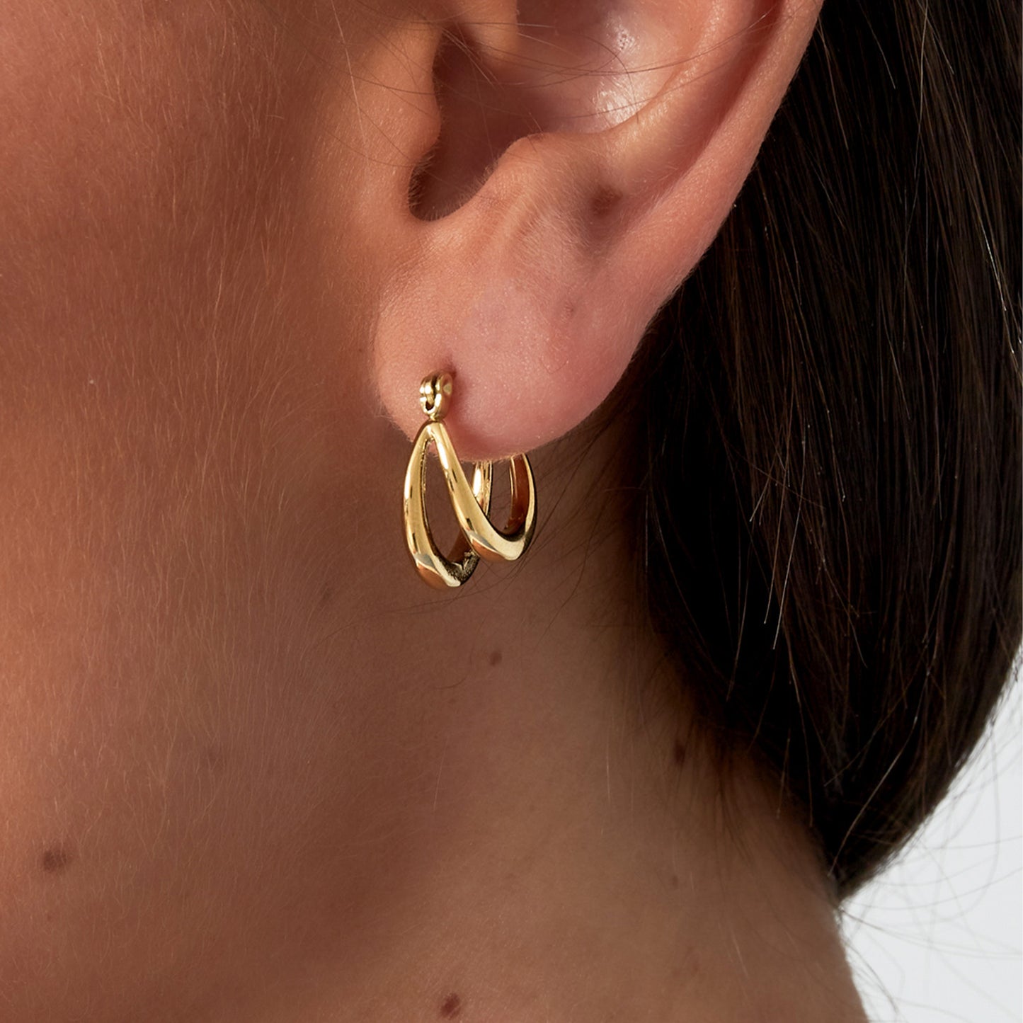 Small Double Hoop Oorbellen Goud