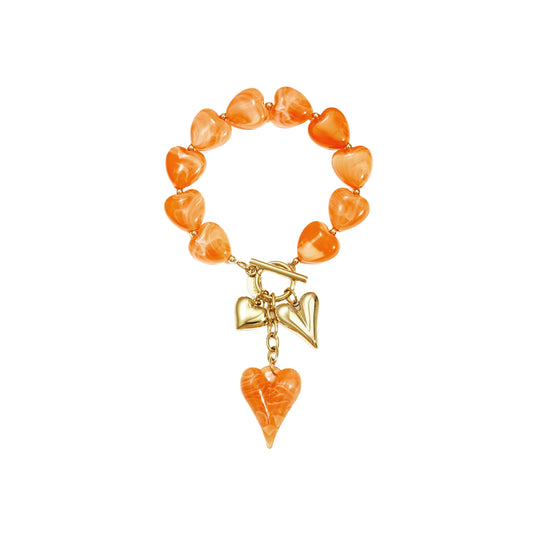 Beaded Hearts Armband Oranje (Special Edition)
