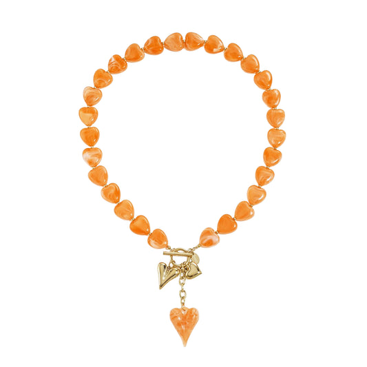 Beaded Hearts Ketting Oranje (Special Edition)