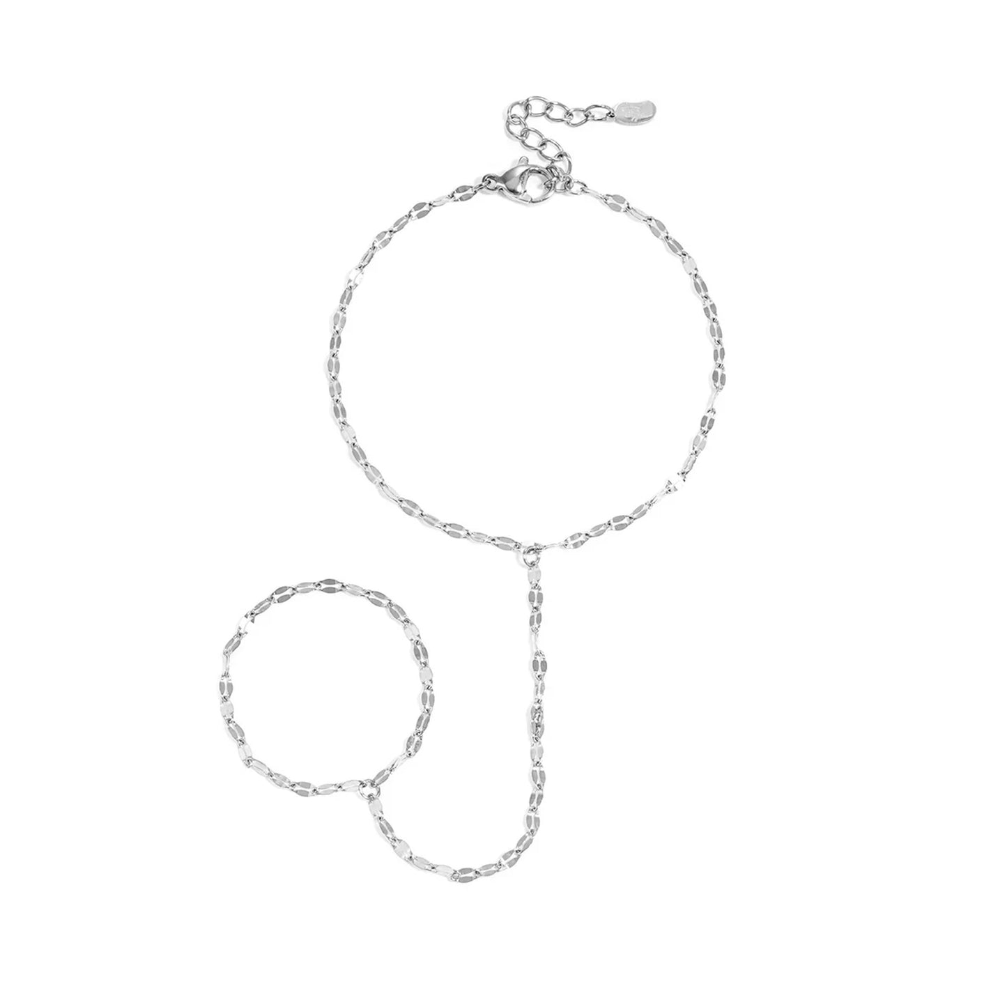Chunky Hand Chain Armband Zilver