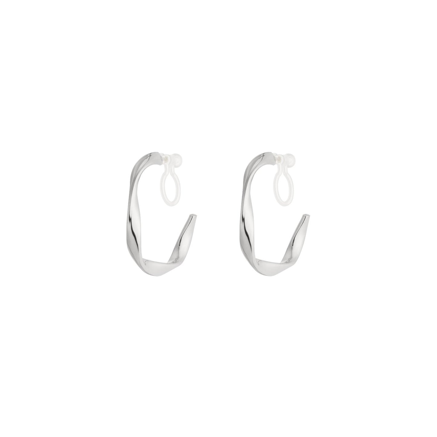 Curve Clip Oorbellen Zilver