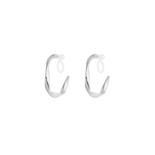 Curve Clip Oorbellen Zilver