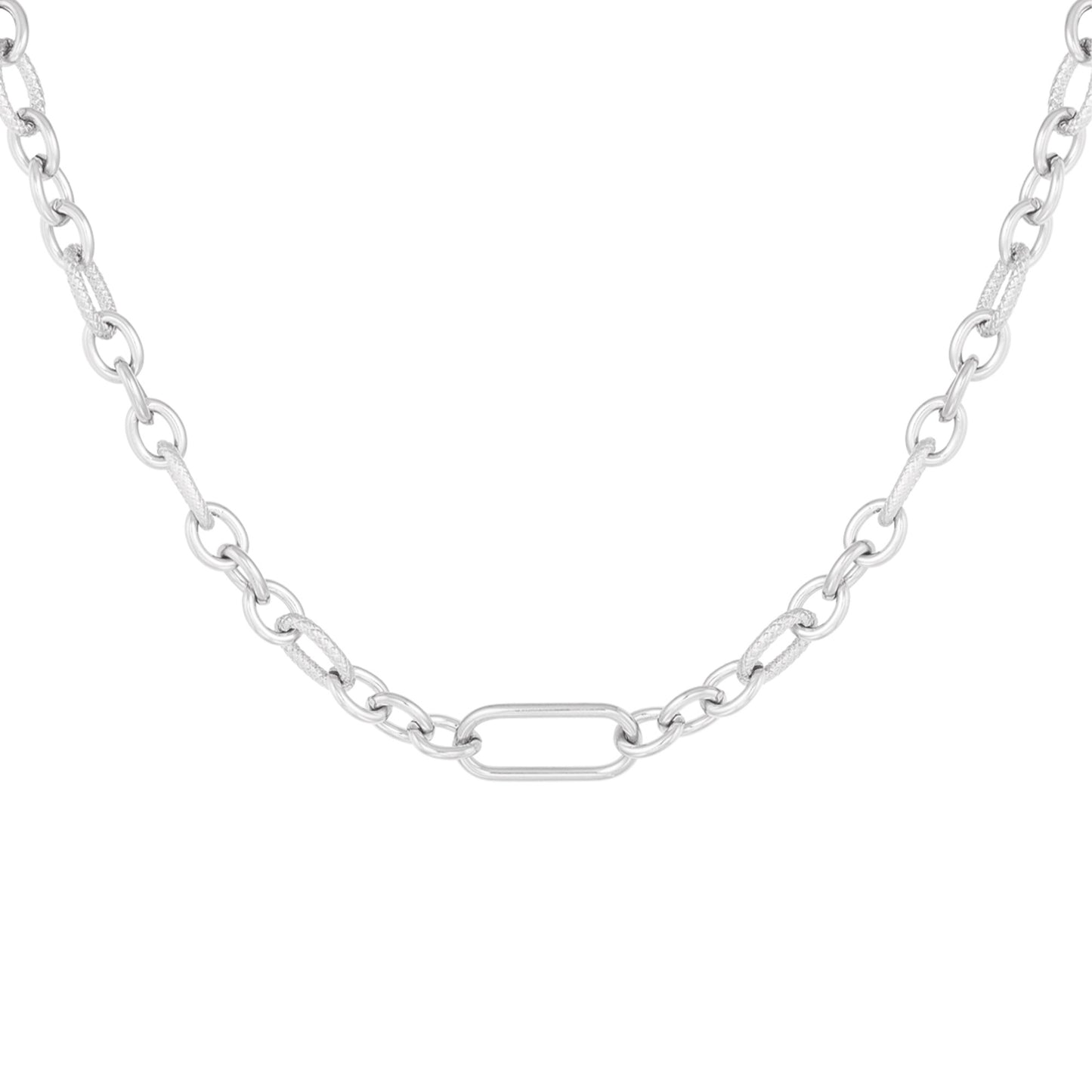 Different Links Ketting Zilver