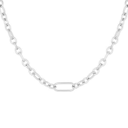 Different Links Ketting Zilver