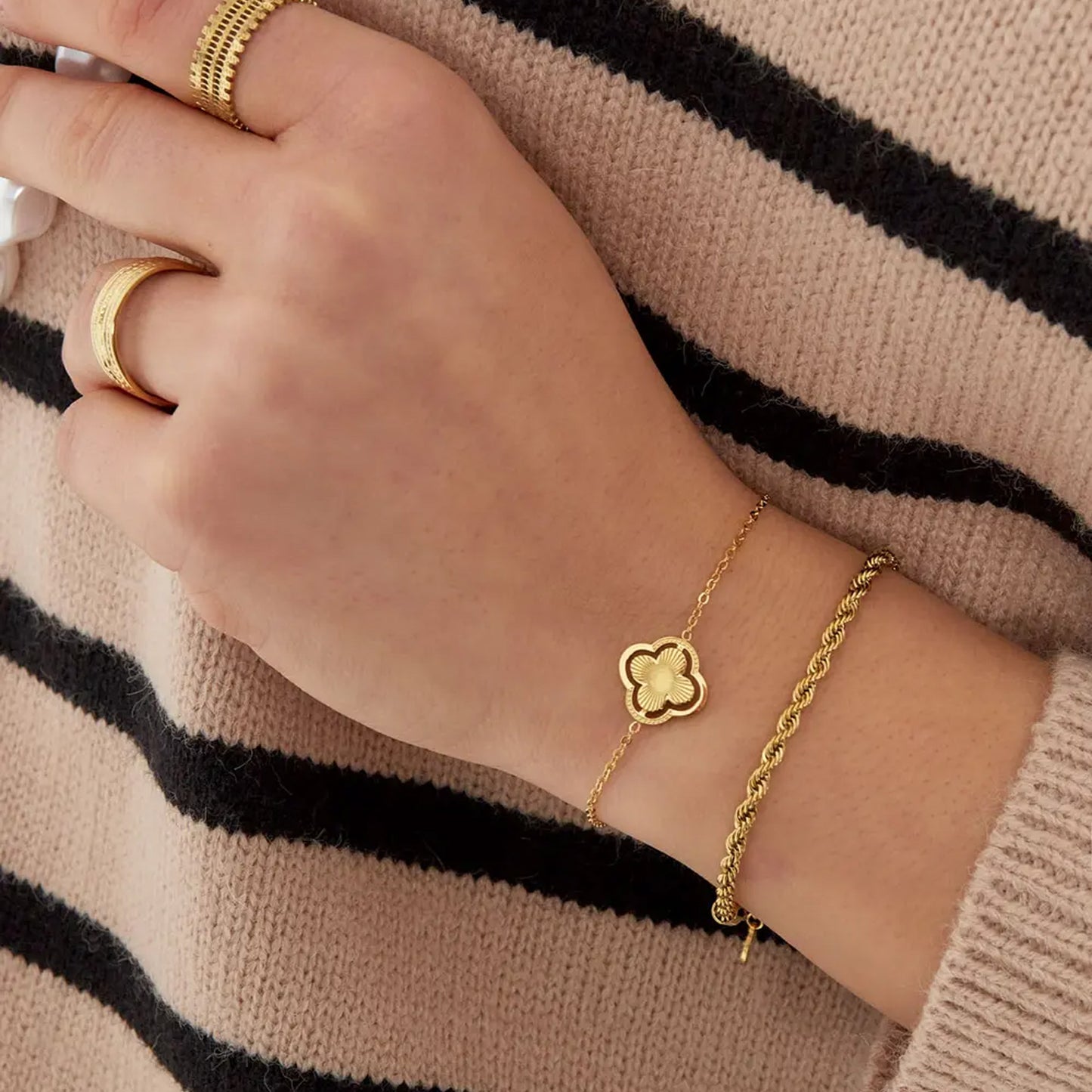 Double Clover Armband Goud