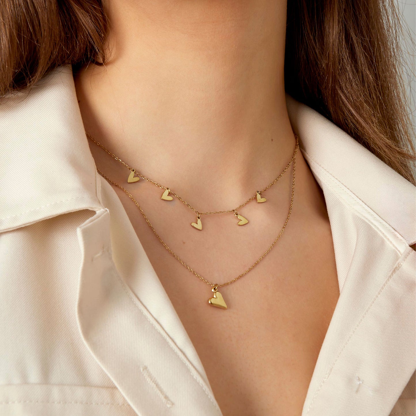 Double Heart Ketting Goud