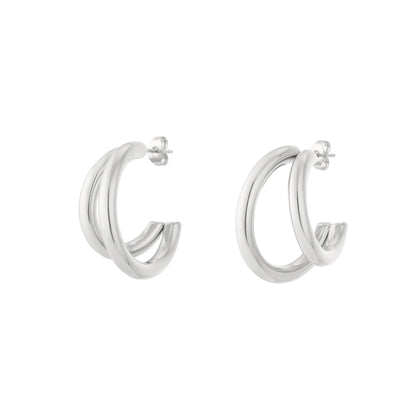 Double Hoop Oorbellen Zilver