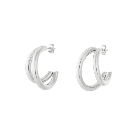 Double Hoop Oorbellen Zilver