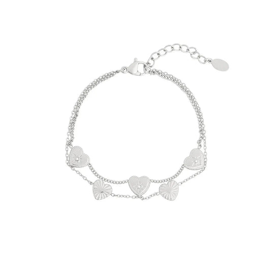 Double The Love Armband Zilver