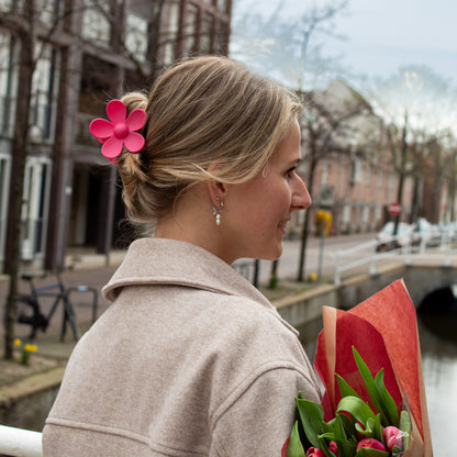 Flower Hairclip Donkerroze