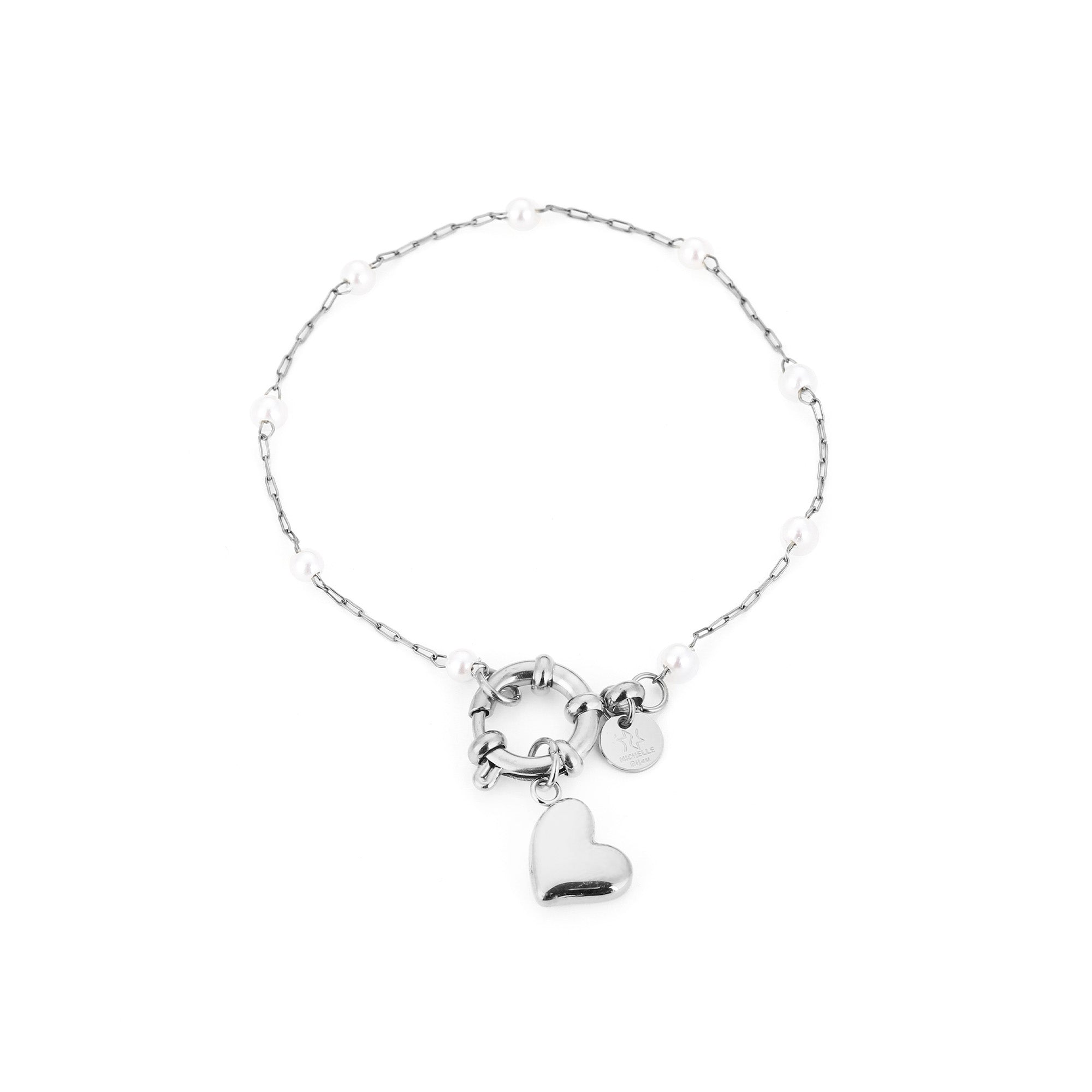 Heart & Pearl Armband Zilver