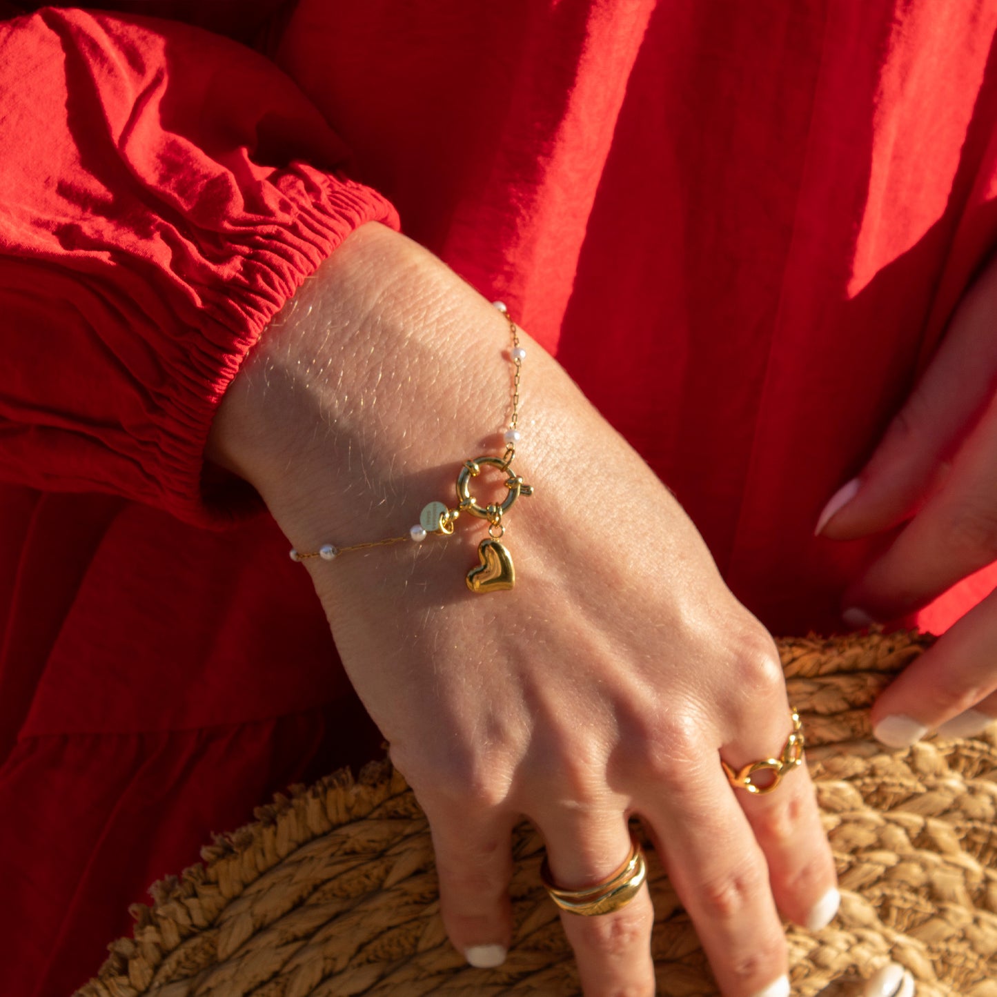 Heart & Pearl Armband Zilver