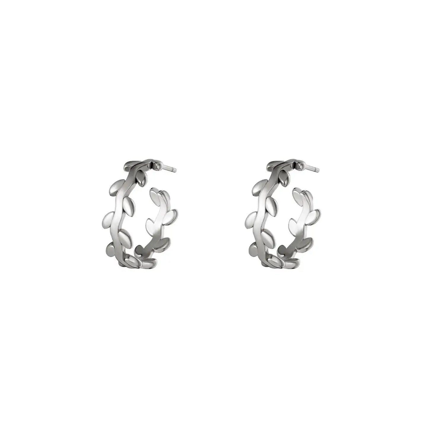 Laurel Leaf Hoops Oorbellen Zilver