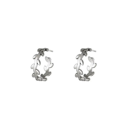 Laurel Leaf Hoops Oorbellen Zilver