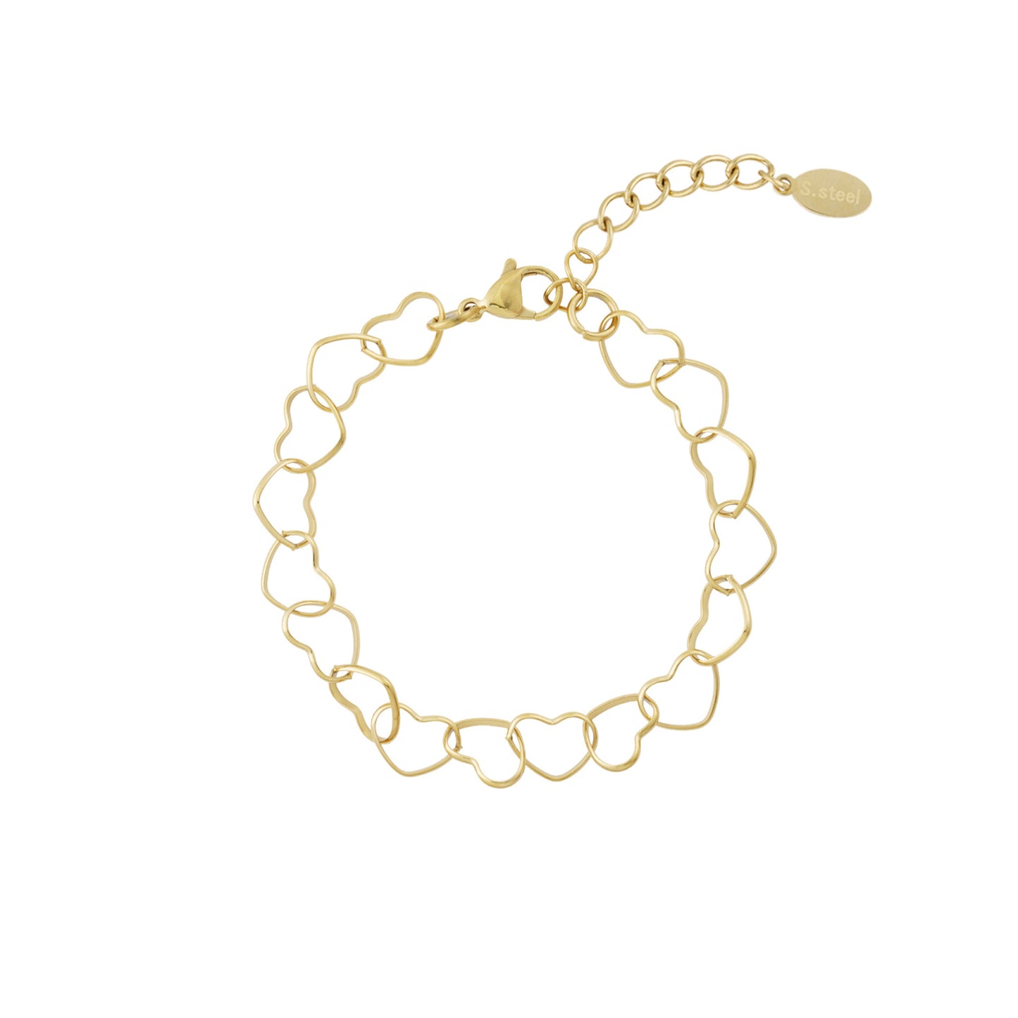 Lovely Chain Hearts Armband Goud