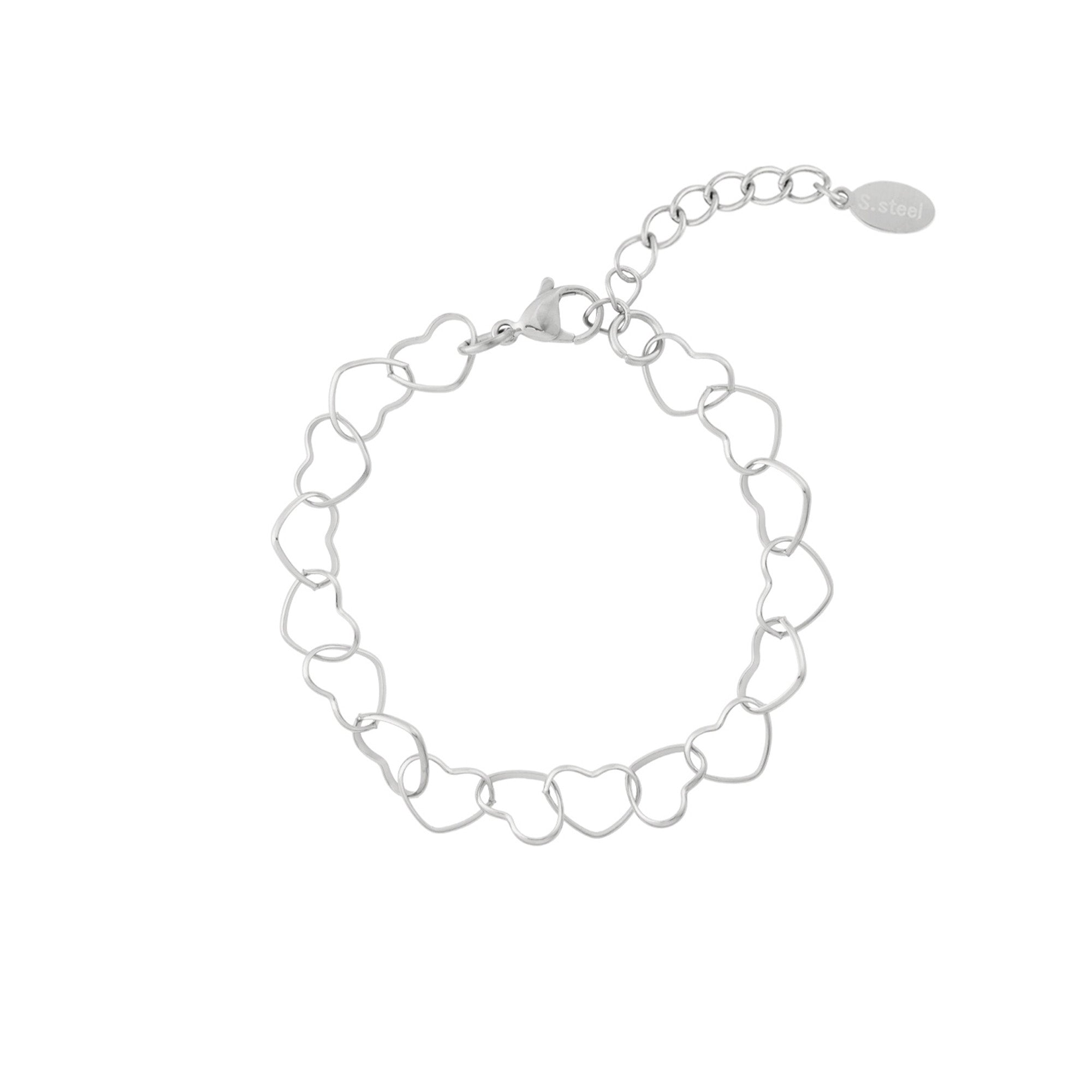 Lovely Chain Hearts Armband Zilver