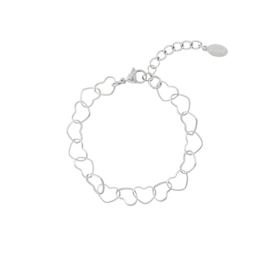 Lovely Chain Hearts Armband Zilver