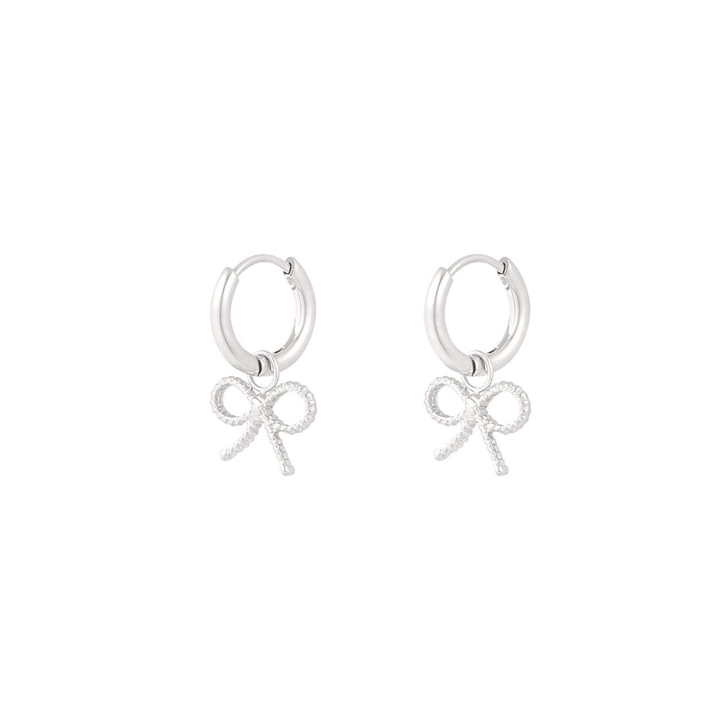 Luxe Strik Hoop Oorbellen Zilver