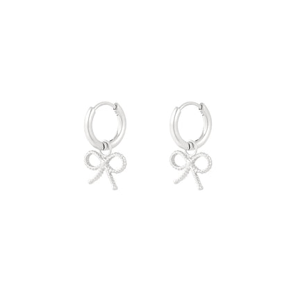 Luxe Strik Hoop Oorbellen Zilver