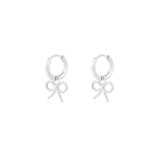 Luxe Strik Hoop Oorbellen Zilver