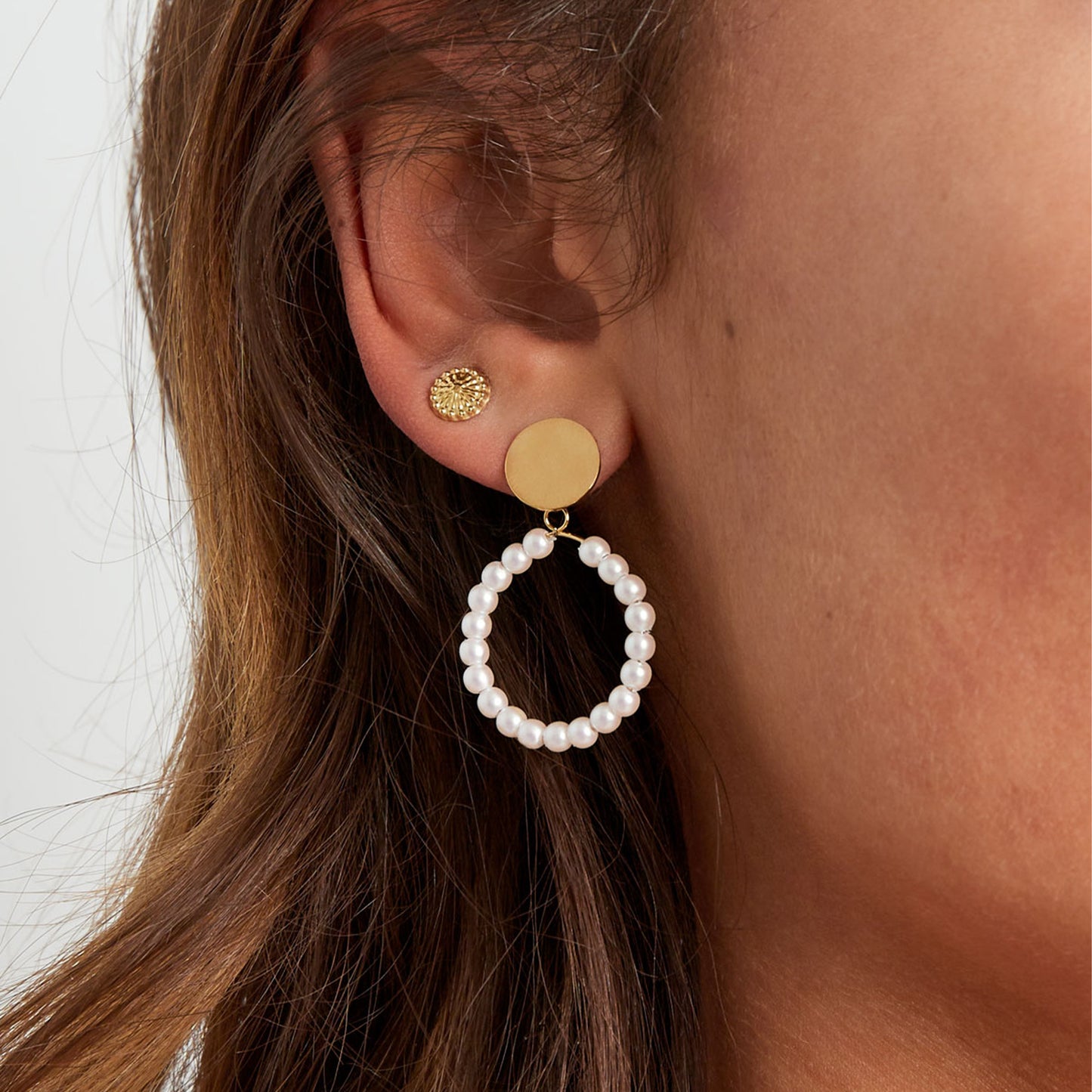 Pearl Hoop Oorbellen Zilver