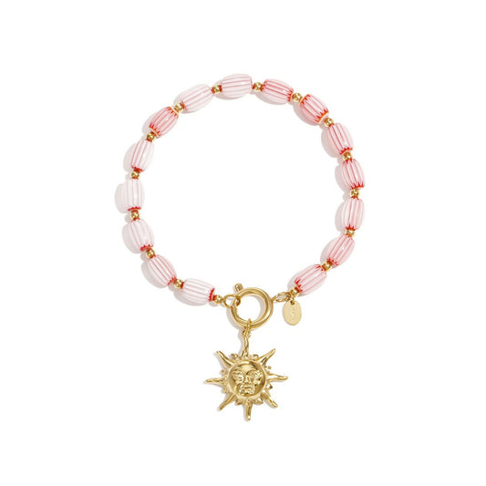 Pink Sunset Charm Armband Goud