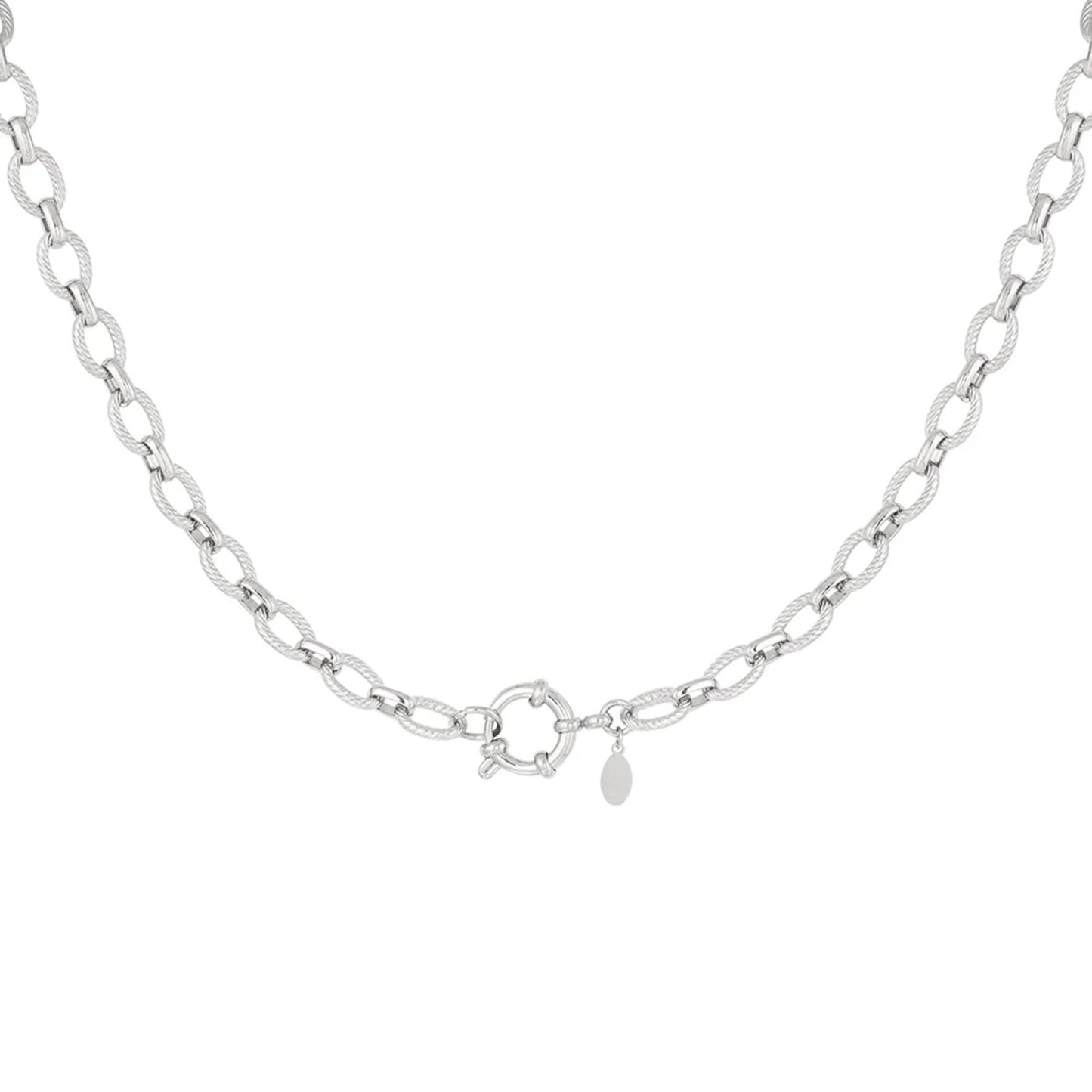 Round Links Charm Ketting Zilver