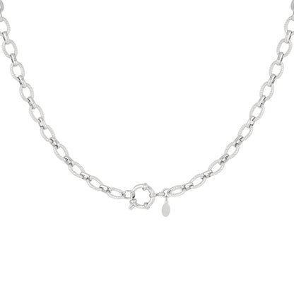 Round Links Charm Ketting Zilver