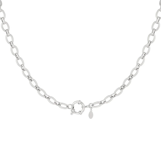Round Links Charm Ketting Zilver
