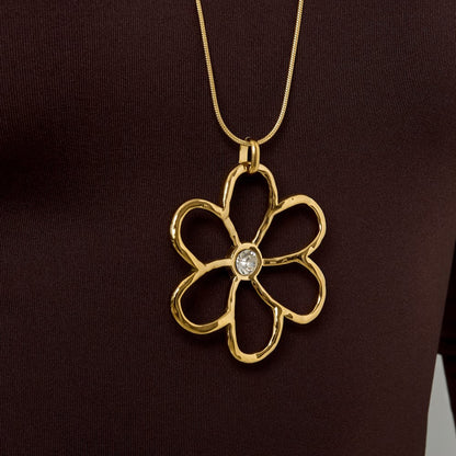 Shiny Flower Ketting Zilver