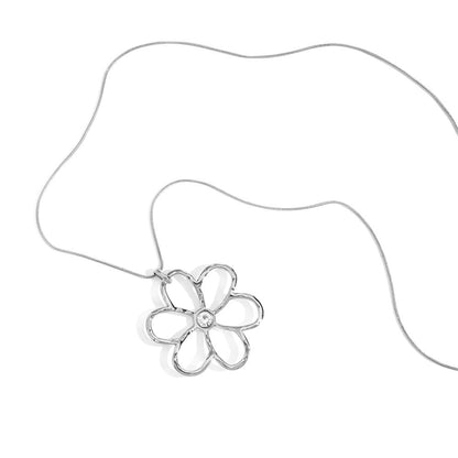 Shiny Flower Ketting Zilver