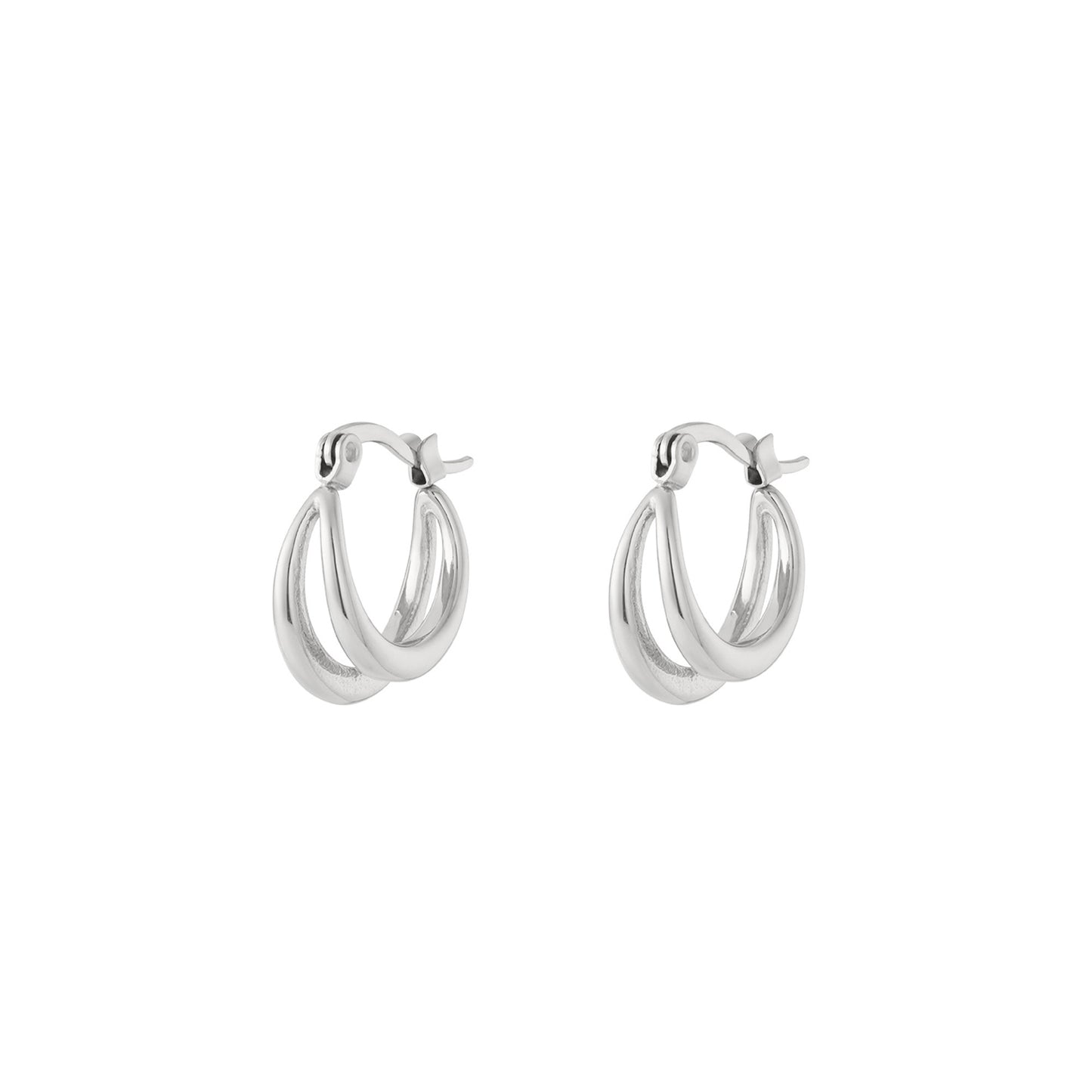 Small Double Hoop Oorbellen Zilver