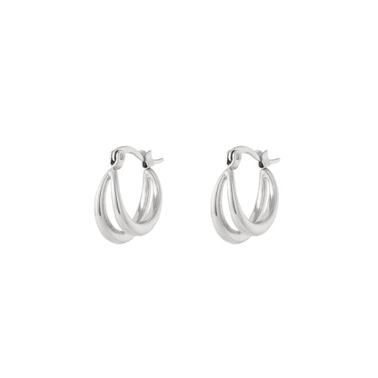 Small Double Hoop Oorbellen Zilver