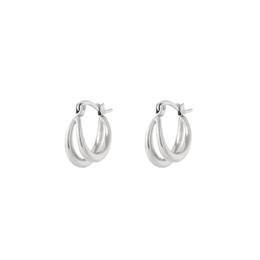 Small Double Hoop Oorbellen Zilver