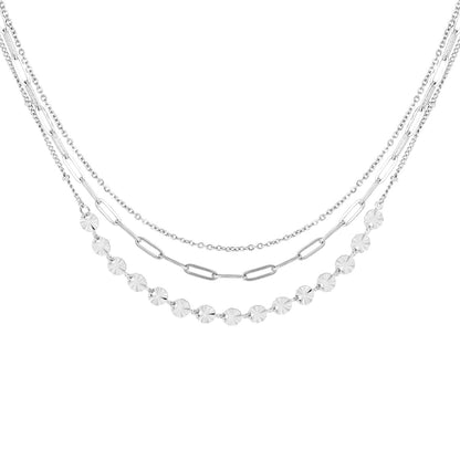 Tripple Layered Ketting Zilver