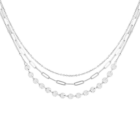 Tripple Layered Ketting Zilver