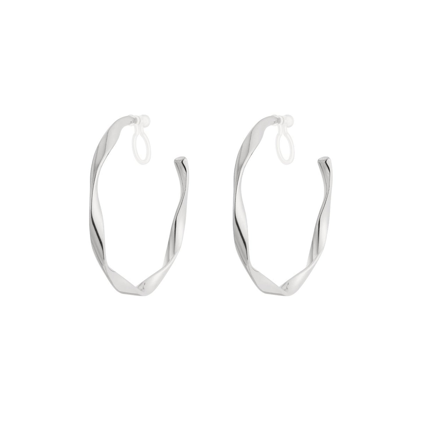 Twist Hoops Clip Oorbellen Zilver