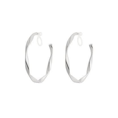 Twist Hoops Clip Oorbellen Zilver