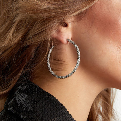 Twisted Oorbellen Groot Zilver