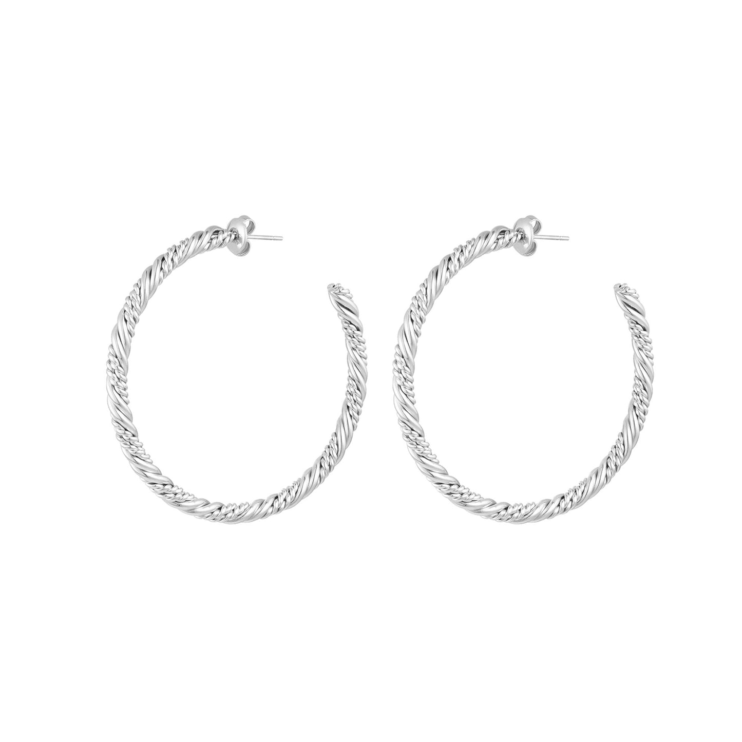 Twisted Oorbellen Groot Zilver