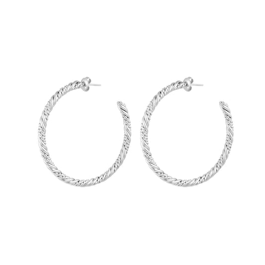 Twisted Oorbellen Groot Zilver