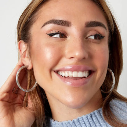 Twisted Relief Hoops Oorbellen Zilver